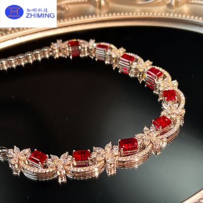 Giá tốt Vòng cổ Ruby nuôi cấy trong phòng thí nghiệm màu máu bồ câu Trang sức cao cấp sang trọng trực tuyến